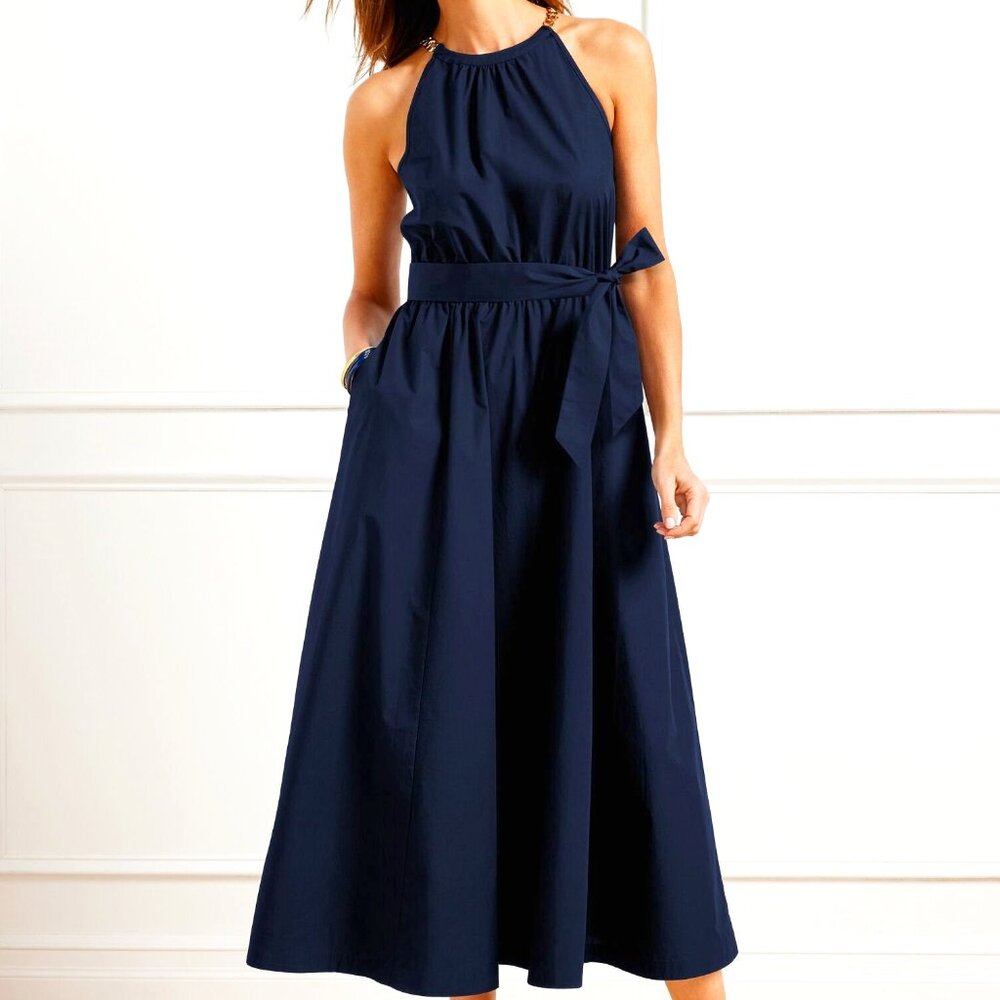 NWT Talbots CHAIN STRAP MIDI HALTER DRESS